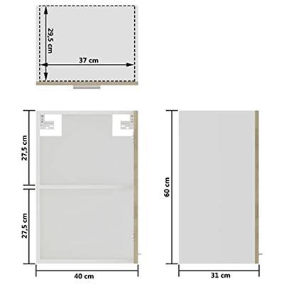 Hangkast 40x31x60 cm bewerkt hout sonoma eikenkleurig Hangkast 40x31x60 cm bewerkt hout sonoma eikenkleurig
