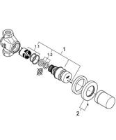 GROHE Euroeco Cosmopolitan S inbouw douchekraan zelfsluitend 1/2 blauw/rood chroom 36268000 - thumbnail
