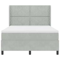 Boxspringbed met matras en LED fluweel lichtgrijs 140x190 cm - thumbnail