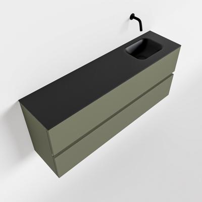 MONDIAZ ADA 120cm toiletmeubel army. LEX wastafel urban rechts zonder kraangat