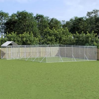 Hondenkennel met dak 10x8x2,5 m gegalvaniseerd staal zilver