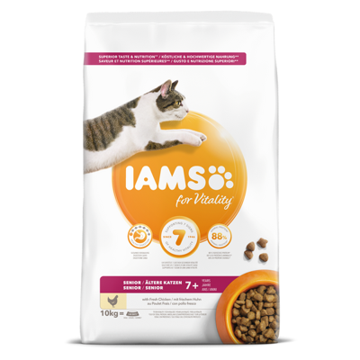 Iams Senior kattenvoer met verse kip 2 x 10 kg Iams Senior kattenvoer met verse kip 2 x 10 kg