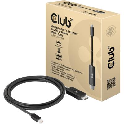 club3D CAC-1187 DisplayPort-kabel Mini-displayport / HDMI Aansluitkabel Mini DisplayPort-stekker, HDMI-A-stekker 1.80 m Zwart
