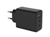 VALUE USB-oplader met eurostekker, 3-poorts (Type-A, 2x Type-C), 65W, GaN - thumbnail