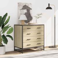 Ladekast 70x41x70 cm bewerkt hout sonoma eikenkleurig - thumbnail