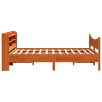 Bedframe met hoofdbord massief grenenhout wasbruin 150x200 cm - thumbnail