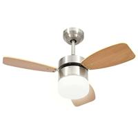 VidaXL Plafondventilator met lamp afstandsbediening 76 cm lichtbruin - thumbnail