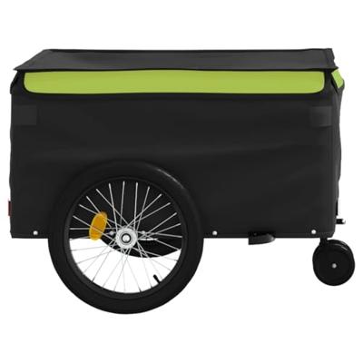 VidaXL Fietstrailer 45 kg ijzer zwart en groen - thumbnail
