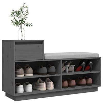 VidaXL Schoenenkast 110x34x61 cm massief grenenhout grijs