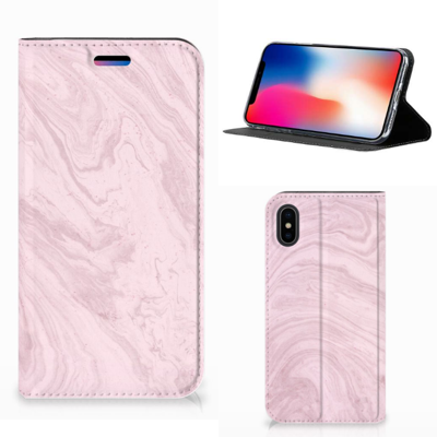 Apple iPhone X | Xs | Standcase | Marble Pink - Origineel Cadeau Vriendin