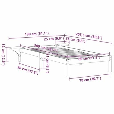 Bedframe Wasbruin 80 x 200 cm Massief grenenhout