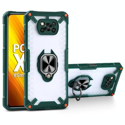 Matte TPU + PC Magnetische schokdichte behuizing met ringhouder voor Xiaomi Poco X3