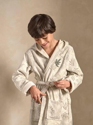 Badjas voor kinderen met GREEN JUNGLE personalisatie, met gerecycled katoen groen, bedrukt