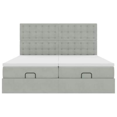 Ottoman bed met matrassen en LED's 180x200cm fluweel lichtgrijs