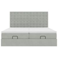 Ottoman bed met matrassen en LED's 180x200cm fluweel lichtgrijs - thumbnail