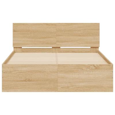 Bedframe met hoofdeinde en LED sonoma eikenkleurig 140x190 cm
