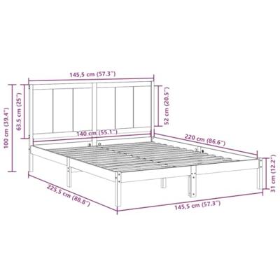 Bedframe extra lang zonder matras massief hout 140x220 cm