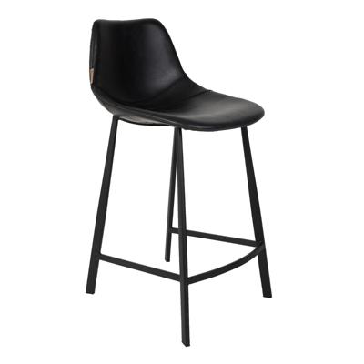 Dutchbone Barkruk 'Franky' PU (zithoogte 65cm), kleur Zwart