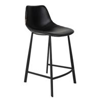 Dutchbone Barkruk 'Franky' PU (zithoogte 65cm), kleur Zwart - thumbnail