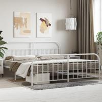Bedframe met hoofd- en voeteneinde metaal wit 200x200 cm - thumbnail
