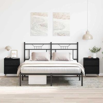 Nachtkastje met lade 2 pcs Zwart Eiken 40 x 35 x 50 cm