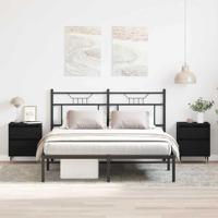 Nachtkastje met lade 2 pcs Zwart Eiken 40 x 35 x 50 cm - thumbnail