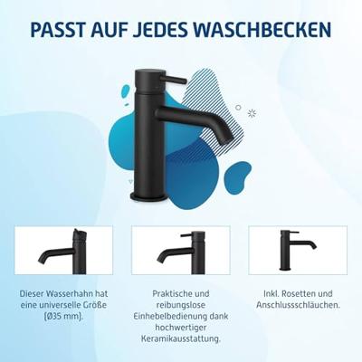 Saqu Eurotrend wastafelkraan mat zwart