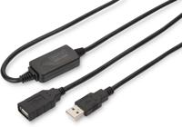 DIGITUS Actieve USB 2.0 verlengkabel - Repeater kabel - USB A male naar USB A female - 15 m - 480 Mbit/s - Plug & Play - Voeding via USB - Zwart - thumbnail