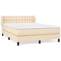 Boxspring met matras stof crèmekleurig 140x190 cm - thumbnail