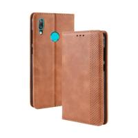 Magnetische gesp retro textuur horizontale flip lederen hoesje voor Huawei Y7 (2019) / Y7 Prime (2019) met houder & kaart slots & portemonnee (bruin) - thumbnail