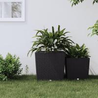 VidaXL Plantenbak met uitneembare bak rattan-look 37/64 l pp antraciet - thumbnail