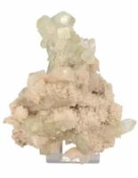 Lichtgroene Apofyliet Kristallen op Scoleziet uit India - thumbnail