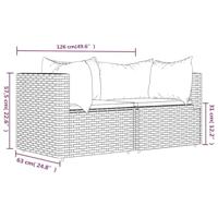 Tuinhoekbanken met kussens 2 st poly rattan zwart - thumbnail