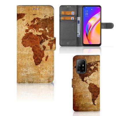 OPPO Reno5 Z | A94 5G | Flip Cover | Wereldkaart OPPO Reno5 Z | A94 5G | Flip Cover | Wereldkaart