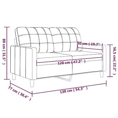 Tweezitsbank 120 cm stof crmekleurig