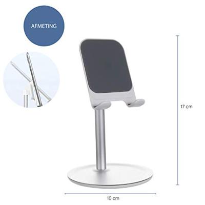 QUVIO Telefoonhouder voor op tafel/Tablethouder/Telefoonhouder bureau/Telefoon statief/Telefoonstandaard/gsm houder - Aluminium