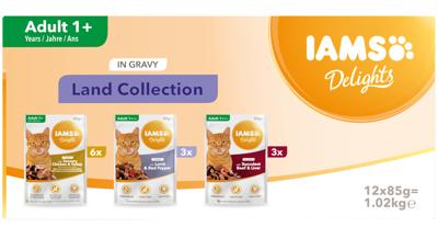 Iams Delights Adult Land Collection in gravy natvoer kat (12x85 g) 12 x 85 g