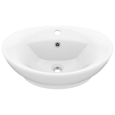 VidaXL Wastafel met overloop ovaal 58,5x39 cm keramiek matwit