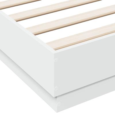 Bedframe LED massief hout wit 140x190 cm