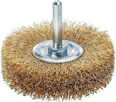 Lessmann Ronde borstel | d. 40 mm schacht 6 mm draaddikte 0,2 mm | messing 7 mm 18.000 omw/min | Max. toerental 18000 min-¹ | 1 stuk - 414542 414542