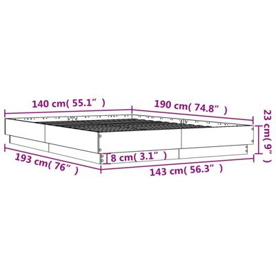 Bedframe bewerkt hout sonoma eikenkleurig 90x190 cm - thumbnail