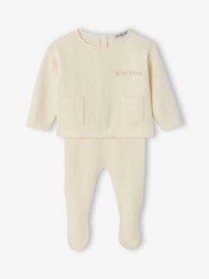 Babyset tricot baby unisex ENVIE DE FRAISE personaliseerbaar ecru