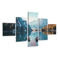 Schilderij - Stijger naar bergmeer, 5luik, premium print - thumbnail