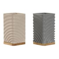 Tandenborstelhouder Home ESPRIT Grijs Crème Bamboe Dolomite 7 x 7 x 12 cm (2 Stuks) - thumbnail