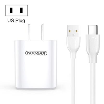 JOYROOM L-M126 2.4A USB Travel muur lader Power Plug Adapter met USB-C / kabel Type-C VS stekker (wit)