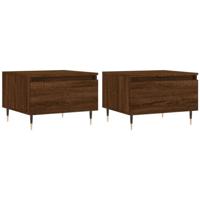 Salontafels 2 st 50x46x35 cm bewerkt hout bruin eikenkleur - thumbnail