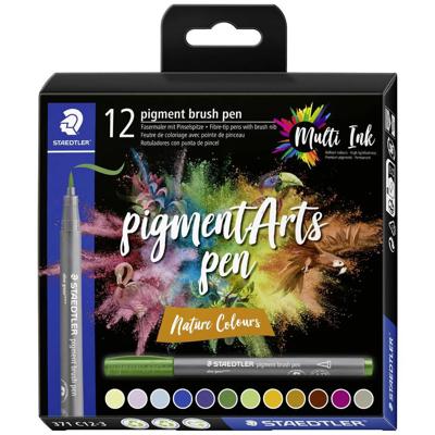 Staedtler Pigment Arts brush pen, etui van 12 stuks, Nature Colours
