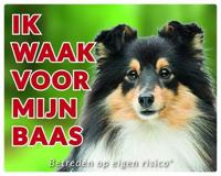 Shetland Sheepdog Waakbord - Ik waak voor Zwart - thumbnail