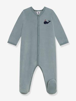Effen PETIT BATEAU baby pyjama van fluweel / velours Effen PETIT BATEAU baby pyjama van fluweel / velours