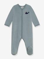 Effen PETIT BATEAU baby pyjama van fluweel / velours - thumbnail